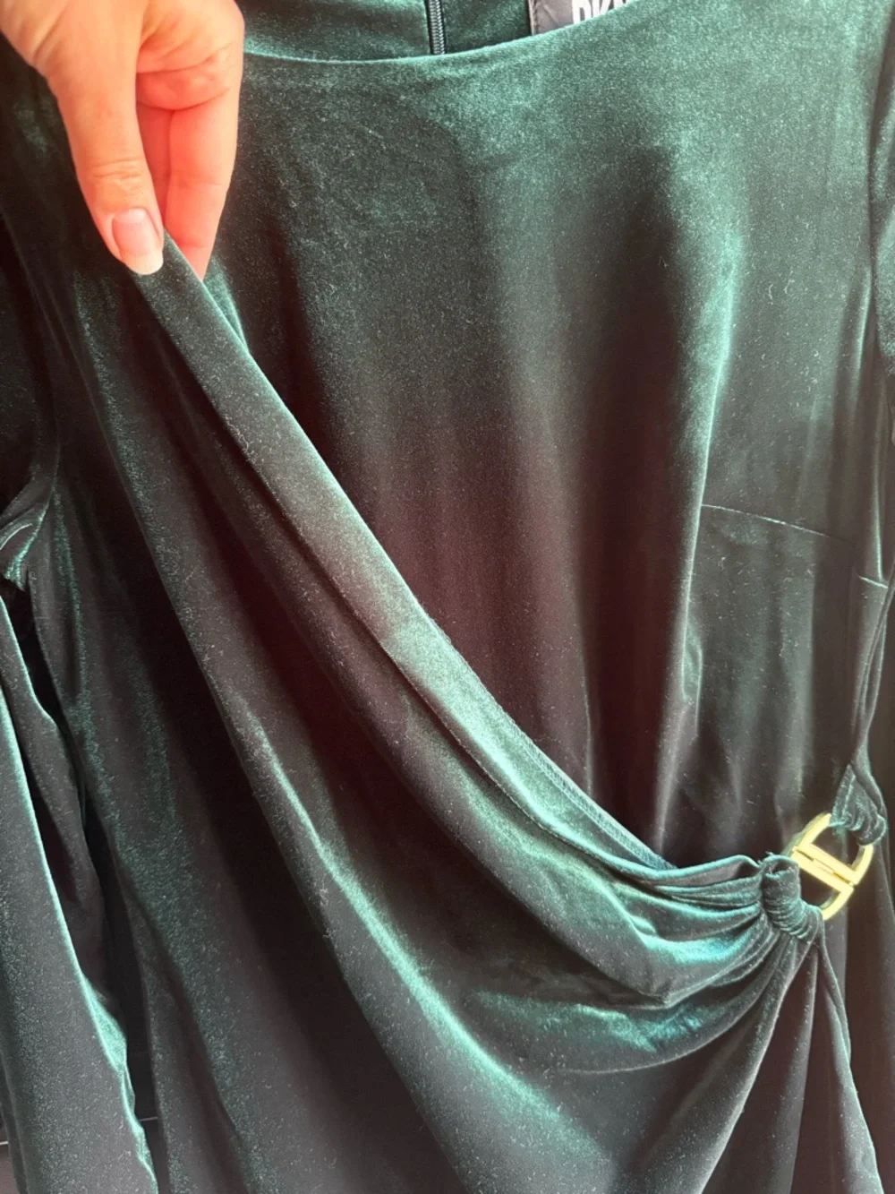 DKNY women's green velvet wrap midi dress Size 8 - Picture 8 of 12